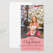 シンプルCleanpink Christmas Holiday Photo シーズンカード (正面/裏面)