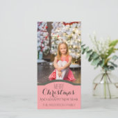 シンプルCleanpink Christmas Holiday Photo シーズンカード (スタンド正面)