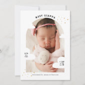 シンプルCloud Arch Photo Collage Thank You誕生 案内状 (正面)