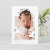 シンプルCloud Arch Photo Collage Thank You誕生 案内状 (スタンド正面)