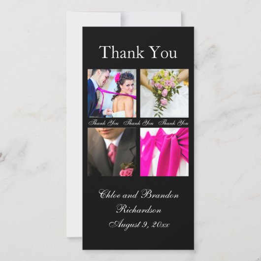 シンプルColage Thank You Photo Card （黒） サンキューカード (正面)