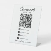 シンプルConnect with Us Social Media QRコード後を追 台座サイン (正面)
