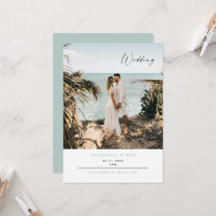 シンプルCoule Photo Seaoamコンテンポラリー結婚の 招待状
