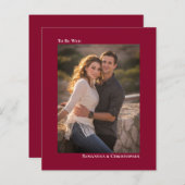 シンプルCranberry Red BUDGET結婚の写真招待状 (正面/裏面)