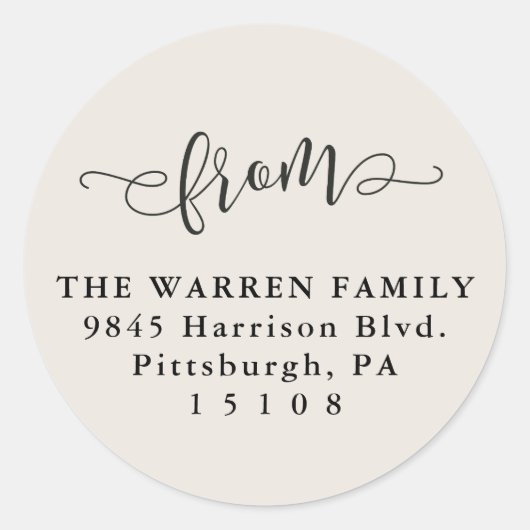 シンプルcream保存日付差出人住所 ラウンドシール (正面)