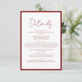 シンプルCrimson Red Script縁どの結婚詳細 エンクロージャーカード (スタンド正面)