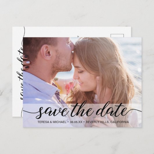 シンプルDateスクリプパーソナライズされたトの写真の保存 ポストカード (正面/裏面)