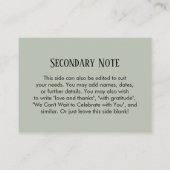 シンプルDIYカスタムウェディングセージグリーン エンクロージャーカード (裏面)