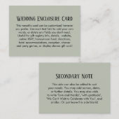 シンプルDIYカスタムウェディングセージグリーン エンクロージャーカード (正面/裏面)