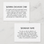 シンプルDIYカスタムウェディングブラック&ホワイト エンクロージャーカード (正面/裏面)