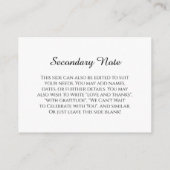 シンプルDIYカスタムウェディングブラック&ホワイト エンクロージャーカード (裏面)