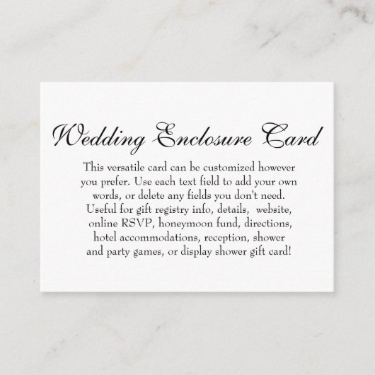 シンプルDIYカスタムウェディングブラック&ホワイト エンクロージャーカード (正面)