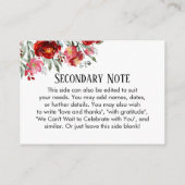 シンプルDIYカスタムウェディングレッド&ピンクの花 エンクロージャーカード (裏面)