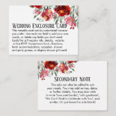 シンプルDIYカスタムウェディングレッド&ピンクの花 エンクロージャーカード (正面/裏面)