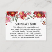 シンプルDIYカスタムウェディングレッド&ピンクの花 エンクロージャーカード (裏面)