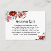 シンプルDIYカスタムウェディングレッド&ピンクの花 エンクロージャーカード (裏面)