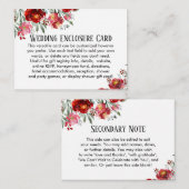 シンプルDIYカスタムウェディングレッド&ピンクの花 エンクロージャーカード (正面/裏面)