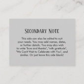 シンプルDIYカスタムウェディング淡い色のグレー エンクロージャーカード (裏面)