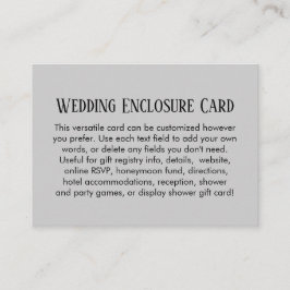 シンプルDIYカスタムウェディング淡い色のグレー エンクロージャーカード