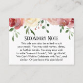 シンプルDIYカスタムウェディング赤面ピンクフローラ エンクロージャーカード (裏面)