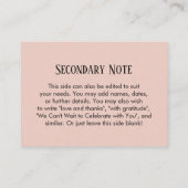 シンプルDIYカスタムウェディング赤面ピンク エンクロージャーカード (裏面)