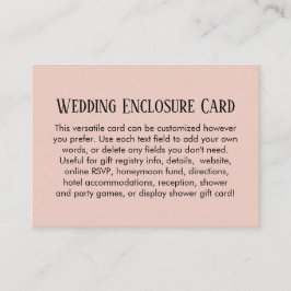 シンプルDIYカスタムウェディング赤面ピンク エンクロージャーカード
