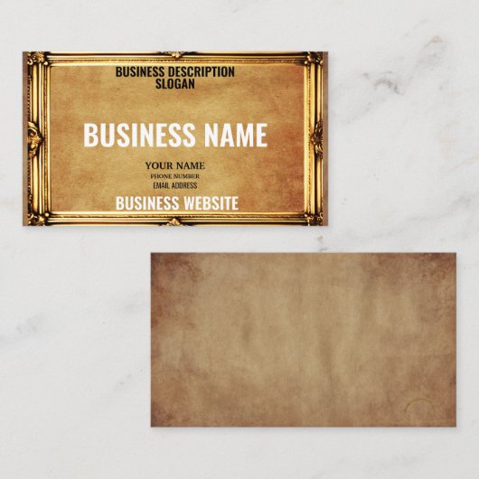 シンプルDIYヴィンテージカスタム金ゴールド素朴フレームデザイン 名刺 (正面/裏面)