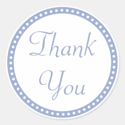 シンプルDot Blue縁ど Thank You Stickers ラウンドシール (正面)