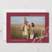 シンプルDots Burgundy Joyful Script エレガント Photo シーズンカード (正面)