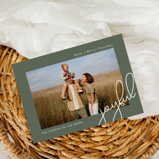 シンプルDots Green Joyful Script エレガント Photo シーズンカード