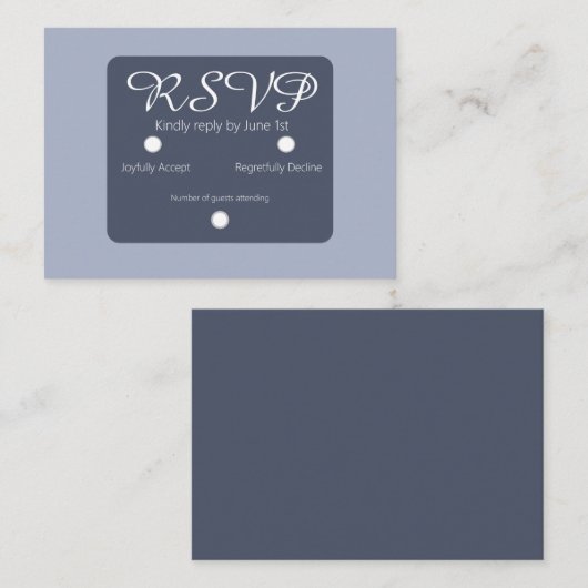 シンプルDusty BlueとLight Blue RSVP結婚の ノートカード (正面/裏面)