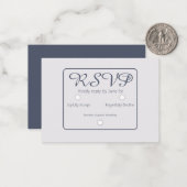 シンプルDusty BlueとLight Gray RSVP結婚の ノートカード (正面/裏面インサイチュ)