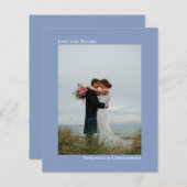 シンプルDusty Blue BUDGETの写結婚真ありがとう (正面/裏面)