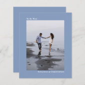 シンプルDusty Blue BUDGETの写結婚真招待状 (正面/裏面)