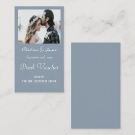 シンプルDusty Blue Photoのドリンク結婚チケットカード 名刺