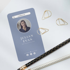 シンプルDusty Blue Photo Healthcare Consultant 名刺