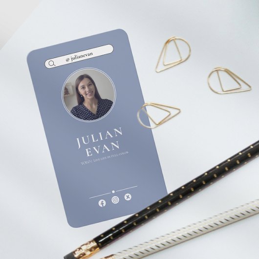 シンプルDusty Blue Photo Healthcare Consultant 名刺