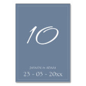 シンプルDusty Blue Scriptのテー結婚ブル番号 テーブルナンバー (正面)