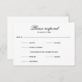 シンプルEntree 3つの選択肢 – RSVPカード (正面/裏面)