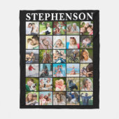 シンプルFamily 30 Photo Collage Name Black フリースブランケット (正面)