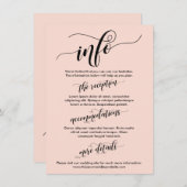 シンプルFared Scriptの情報結婚赤面ピンク エンクロージャーカード (正面/裏面)