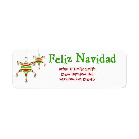 シンプルFeliz Navidad pinata戻りラベル ラベル (正面)
