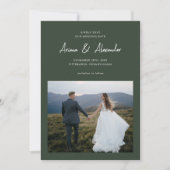 シンプルForest Green Script Photo結婚's セーブザデート (正面)