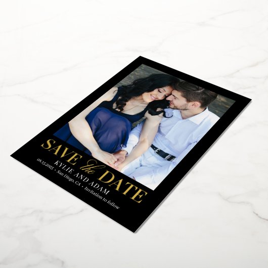 シンプルFRAME FOIL実在日付カードの保存 箔招待状 (回転した状態)