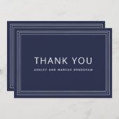 シンプルFrame Navy Blue結婚's Thank You 招待状 (正面/裏面)