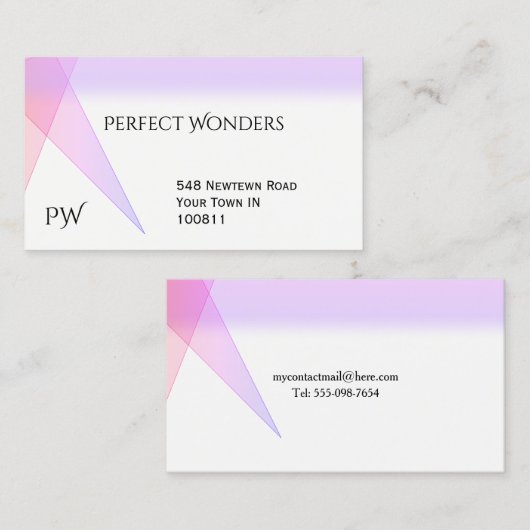 シンプルGeometric Purple Business Card 名刺 (正面/裏面)