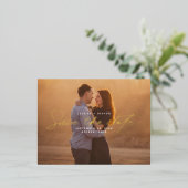 シンプルGold Foil Script Overlay日付の保存 箔招待状ポストカード (立ち正面)