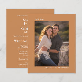 シンプルGolden Tan BUDGET結婚のフォト招待状