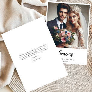 シンプルGraciasのスペインの結婚写真ありがとう カード