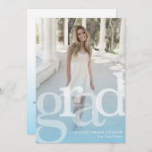 シンプルGRADライトブルーオーバーレイ任意の年の卒業 案内状 (正面/裏面)